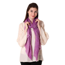Load image into Gallery viewer, Woven Wool Shawl with Paisley Motifs in Wisteria from India - Wisteria Paisley | NOVICA