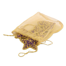 Load image into Gallery viewer, Set of Four Zari Embroidered Purple Ornaments from India - Purple Christmas | NOVICA
