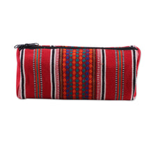 Load image into Gallery viewer, Hand Woven 100% Cotton Multicolor Cosmetic Case - Scintillating Desire in Red