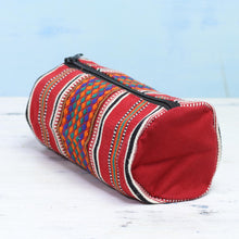 Load image into Gallery viewer, Hand Woven 100% Cotton Multicolor Cosmetic Case - Scintillating Desire in Red