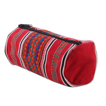 Load image into Gallery viewer, Hand Woven 100% Cotton Multicolor Cosmetic Case - Scintillating Desire in Red