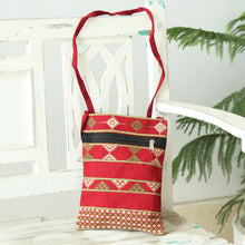 Load image into Gallery viewer, Deep Red Olive and Yellow Hand Woven Passport Bag - Kaleidoscope Traveler