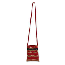 Load image into Gallery viewer, Deep Red Olive and Yellow Hand Woven Passport Bag - Kaleidoscope Traveler