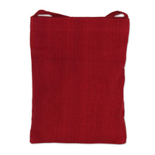 Load image into Gallery viewer, Deep Red Olive and Yellow Hand Woven Passport Bag - Kaleidoscope Traveler