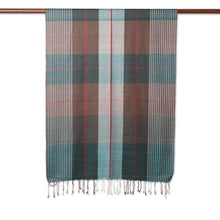Load image into Gallery viewer, Silk and Wool Blend Checkered Shawl from India - Symphonic Checks | NOVICA