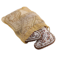 Load image into Gallery viewer, Set of Four Beaded Cotton Stocking Ornaments from India - Celebration Stockings | NOVICA