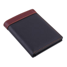 Load image into Gallery viewer, Handsome Leather Wallet for Men in Black and Mahogany - Natural Harmony in Black | NOVICA