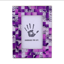 Load image into Gallery viewer, 4x6 Rectangular Glass Mosaic Purple Photo Frame from India - Purple Impression | NOVICA