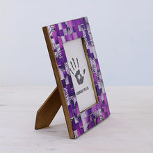 Load image into Gallery viewer, 4x6 Rectangular Glass Mosaic Purple Photo Frame from India - Purple Impression | NOVICA
