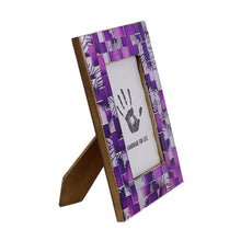 Load image into Gallery viewer, 4x6 Rectangular Glass Mosaic Purple Photo Frame from India - Purple Impression | NOVICA