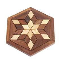 Load image into Gallery viewer, Handcrafted Star-Shaped Wood Puzzle from India - Rhombus Star | NOVICA