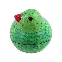 Load image into Gallery viewer, Green Papier Mache Parrot Keepsake Box from India - Pretty Parrot | NOVICA