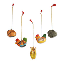 Load image into Gallery viewer, Five Animal-Themed Papier Mache Ornaments from India - Animal Harmony | NOVICA