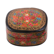 Load image into Gallery viewer, Hand-Painted Floral and Metallic Gold Decorative Box - Cheerful Flare | NOVICA