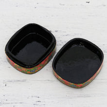 Load image into Gallery viewer, Hand-Painted Floral and Metallic Gold Decorative Box - Cheerful Flare | NOVICA