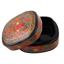 Load image into Gallery viewer, Hand-Painted Floral and Metallic Gold Decorative Box - Cheerful Flare | NOVICA