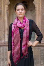 Load image into Gallery viewer, Handmade Tie-Dyed Ruby Red Cotton Shawl with Fringe - Ruby Tides | NOVICA