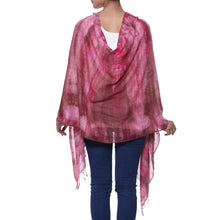 Load image into Gallery viewer, Handmade Tie-Dyed Ruby Red Cotton Shawl with Fringe - Ruby Tides | NOVICA