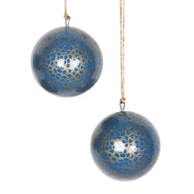 Load image into Gallery viewer, Papier Mache Ornaments in Blue and Gold (Set of 4) - Kashmir Cheer | NOVICA