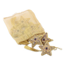 Load image into Gallery viewer, Glass Beaded Star Ornaments from India (Set of 6) - Purple Song | NOVICA