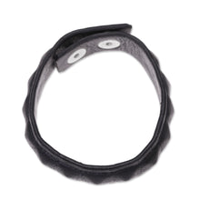 Load image into Gallery viewer, Handcrafted Men's Black Leather Edgy Wristband Bracelet - Dark Style | NOVICA