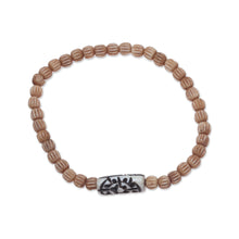 Load image into Gallery viewer, Handcrafted Beige Buffalo Bone Beaded Stretch Bracelet - Graceful Flow | NOVICA