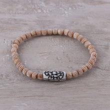 Load image into Gallery viewer, Handcrafted Beige Buffalo Bone Beaded Stretch Bracelet - Graceful Flow | NOVICA