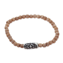 Load image into Gallery viewer, Handcrafted Beige Buffalo Bone Beaded Stretch Bracelet - Graceful Flow | NOVICA