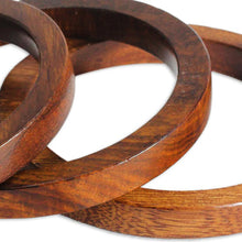 Load image into Gallery viewer, Set of 3 Hand-Carved Mango Wood Bangle Bracelets from India - Fashionable Trio | NOVICA