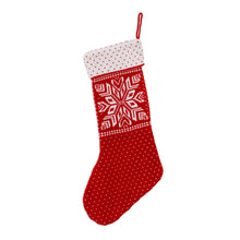 Load image into Gallery viewer, Snowflake Pattern Knit Stocking in Poppy - Snowflake Charm