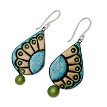 Load image into Gallery viewer, Hand-Painted Droplet Ceramic Dangle Earrings - Feather Droplet