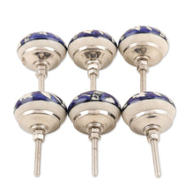 Load image into Gallery viewer, Blue Floral Ceramic Knobs - Set of 6 - Blue Homestead