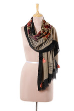 Load image into Gallery viewer, Modern Floral Printed Wool Shawl from India - Modern Serenity | NOVICA