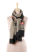 Load image into Gallery viewer, Modern Floral Printed Wool Shawl from India - Modern Serenity | NOVICA