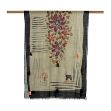 Load image into Gallery viewer, Modern Floral Printed Wool Shawl from India - Modern Serenity | NOVICA