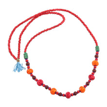 Load image into Gallery viewer, Colorful Wood Beaded Long Necklace - Boho Rose