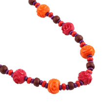 Load image into Gallery viewer, Colorful Wood Beaded Long Necklace - Boho Rose