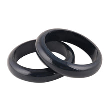 Load image into Gallery viewer, Haldu Wood Bangle Bracelets in Charcoal from India (Pair) - Charcoal Duo | NOVICA