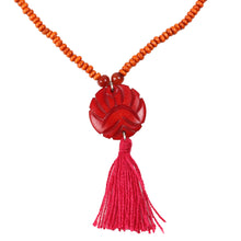 Load image into Gallery viewer, Wood Beaded Medallion Necklace in Red - Glorious Medallion