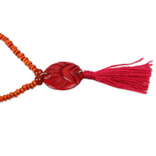 Load image into Gallery viewer, Wood Beaded Medallion Necklace in Red - Glorious Medallion