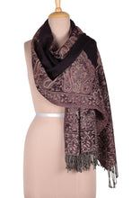 Load image into Gallery viewer, Mughal-Style Jamawar Wool Shawl in Purple from India - Mughal Paisleys | NOVICA