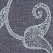 Load image into Gallery viewer, Reversible Leaf Motif Jamawar Wool Scarf in Grey-Blue - Subtle Garden in Grey-Blue | NOVICA
