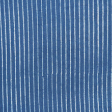 Load image into Gallery viewer, Blue and White Mud Resist Striped Block Print Cotton Shawl - Dabu Blue
