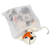 Load image into Gallery viewer, Hand Crafted Animal Face Wool Felt Ornaments - Set of 6 - Happy Animals