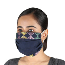 Load image into Gallery viewer, 3 Cotton Phulkari Folk Embroidery 3-Layer Pleated Masks - Phulkari Triangles | NOVICA