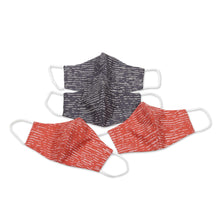 Load image into Gallery viewer, Triple Layer Reusable Face Masks Slate Terracotta Set of 4 - Modern Style | NOVICA