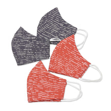 Load image into Gallery viewer, Triple Layer Reusable Face Masks Slate Terracotta Set of 4 - Modern Style | NOVICA