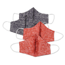 Load image into Gallery viewer, Triple Layer Reusable Face Masks Slate Terracotta Set of 4 - Modern Style | NOVICA