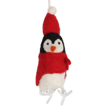 Load image into Gallery viewer, Set of 3 Wool Felt Penguin Ornaments - Bundle Up | NOVICA