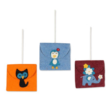 Load image into Gallery viewer, Unique Wool Felt Ornaments - Set of 3 - Sent With Love